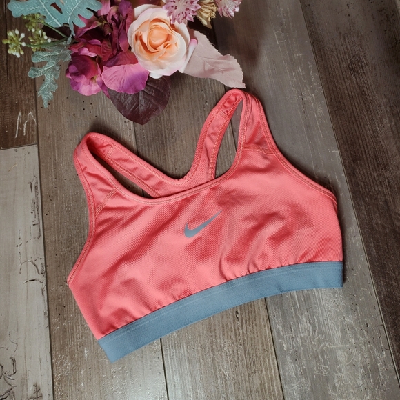 Nike Coral Neon Pink and Gray Women's DriFit Racerback Sports Bra Size Small - Picture 1 of 12